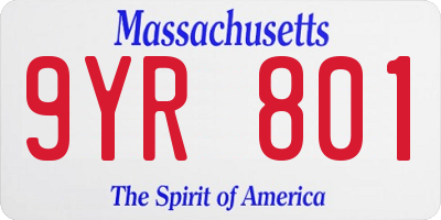 MA license plate 9YR801