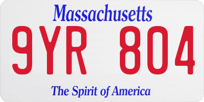 MA license plate 9YR804