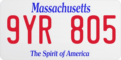 MA license plate 9YR805