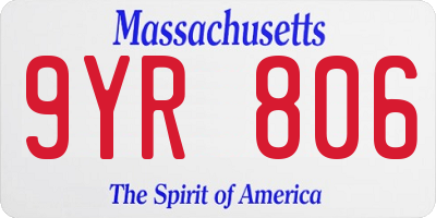 MA license plate 9YR806