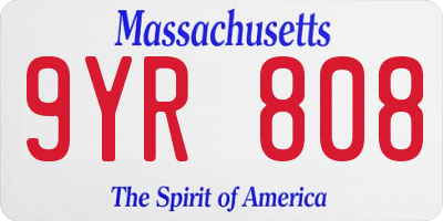 MA license plate 9YR808