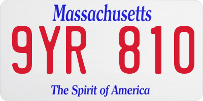 MA license plate 9YR810