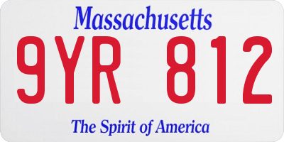 MA license plate 9YR812