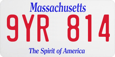 MA license plate 9YR814