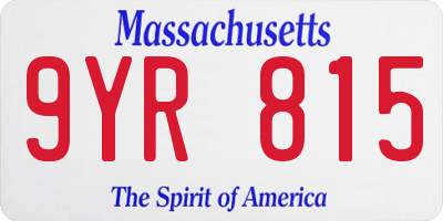 MA license plate 9YR815