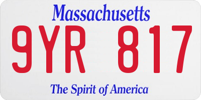 MA license plate 9YR817