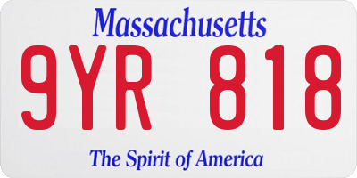 MA license plate 9YR818