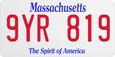 MA license plate 9YR819