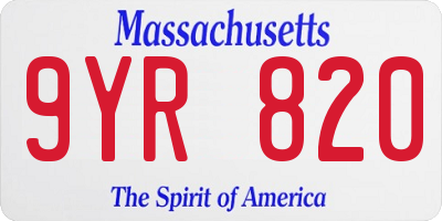 MA license plate 9YR820
