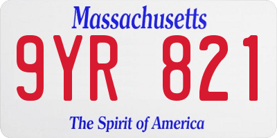 MA license plate 9YR821