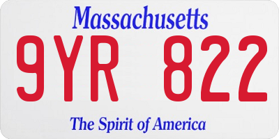 MA license plate 9YR822