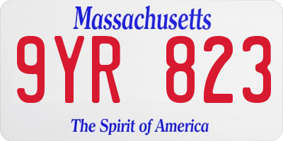 MA license plate 9YR823