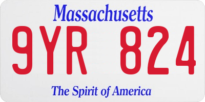 MA license plate 9YR824