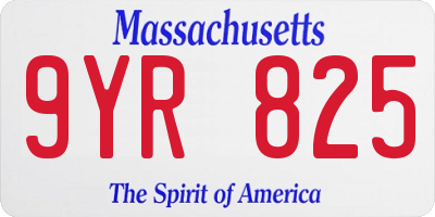 MA license plate 9YR825