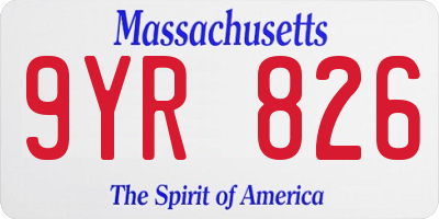 MA license plate 9YR826
