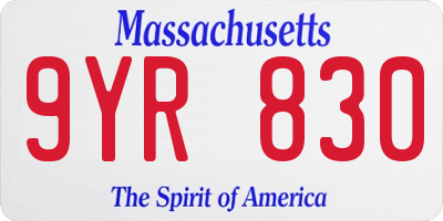 MA license plate 9YR830