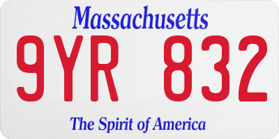 MA license plate 9YR832