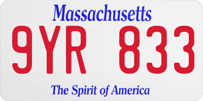 MA license plate 9YR833