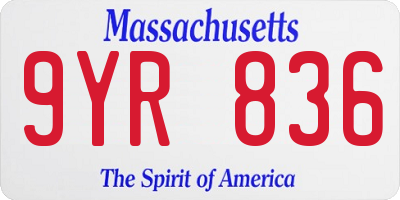 MA license plate 9YR836