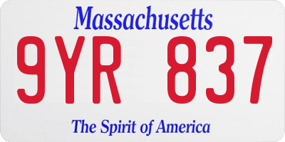 MA license plate 9YR837