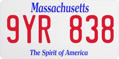 MA license plate 9YR838