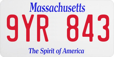 MA license plate 9YR843