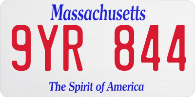 MA license plate 9YR844