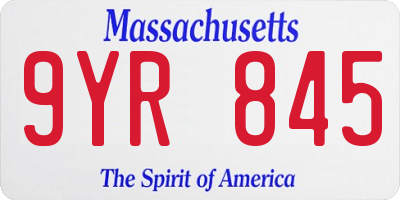 MA license plate 9YR845