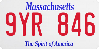 MA license plate 9YR846