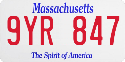 MA license plate 9YR847