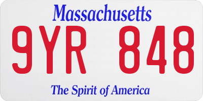 MA license plate 9YR848