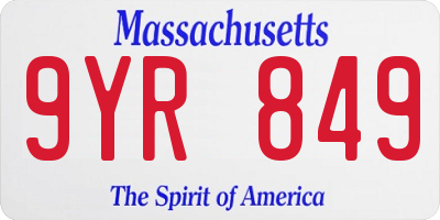 MA license plate 9YR849