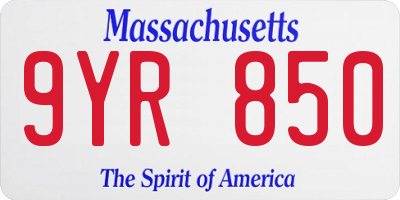 MA license plate 9YR850
