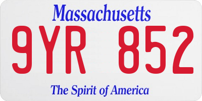 MA license plate 9YR852