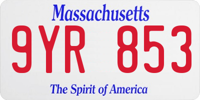 MA license plate 9YR853