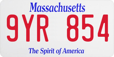 MA license plate 9YR854