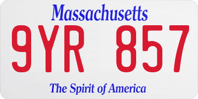 MA license plate 9YR857