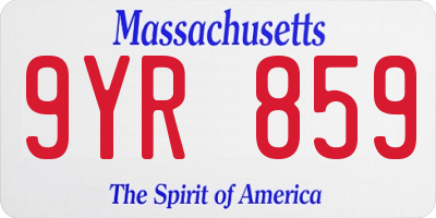MA license plate 9YR859