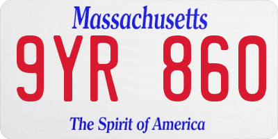 MA license plate 9YR860