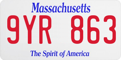 MA license plate 9YR863