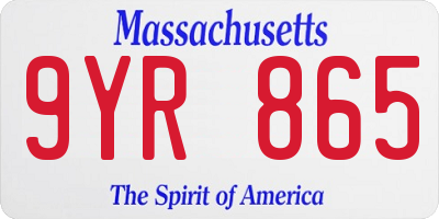 MA license plate 9YR865