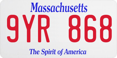 MA license plate 9YR868