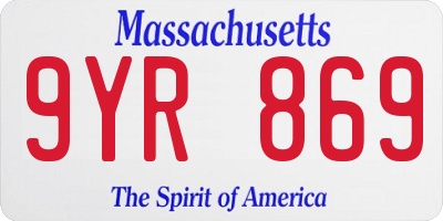 MA license plate 9YR869