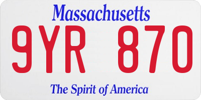 MA license plate 9YR870