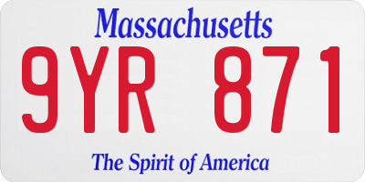 MA license plate 9YR871
