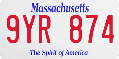 MA license plate 9YR874