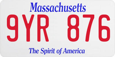 MA license plate 9YR876