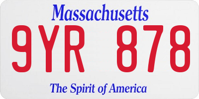 MA license plate 9YR878