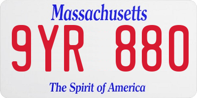 MA license plate 9YR880