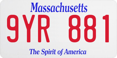 MA license plate 9YR881